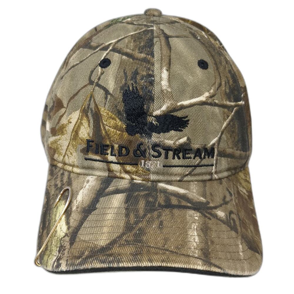 Field & Stream Baseball Cap One Size Brown Camo Eagle Logo Fishing Hook Hat